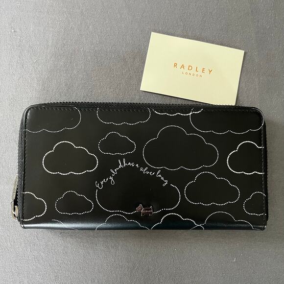 Radley London - Every Cloud Has A Silver Lining - Large Zip Around Wallet Black - Picture 1 of 10